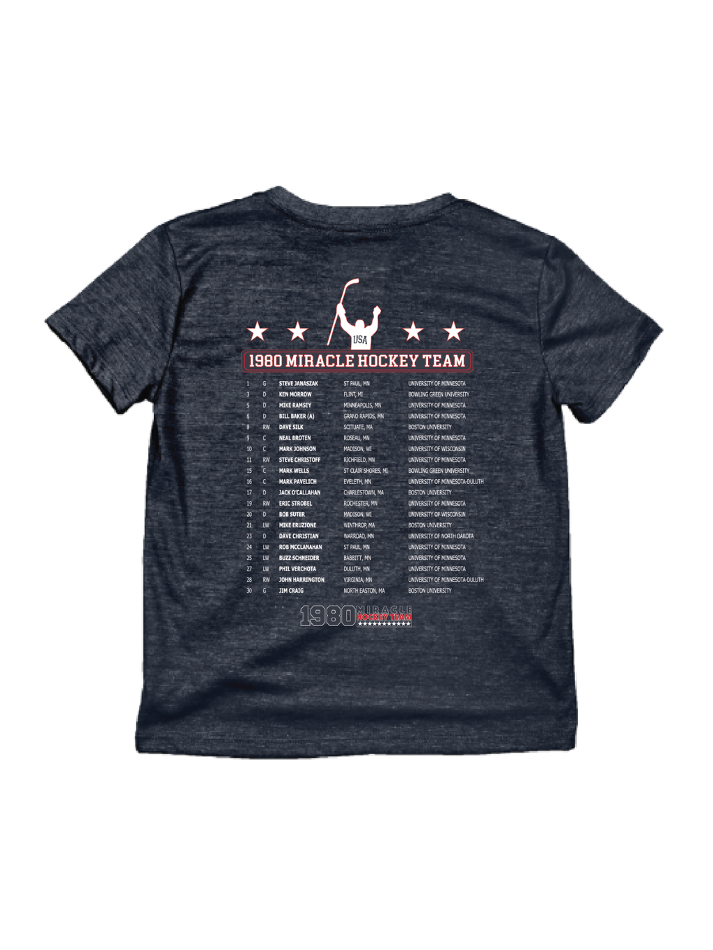 Youth Miracle on Ice Team Roster Short Sleeve Tee