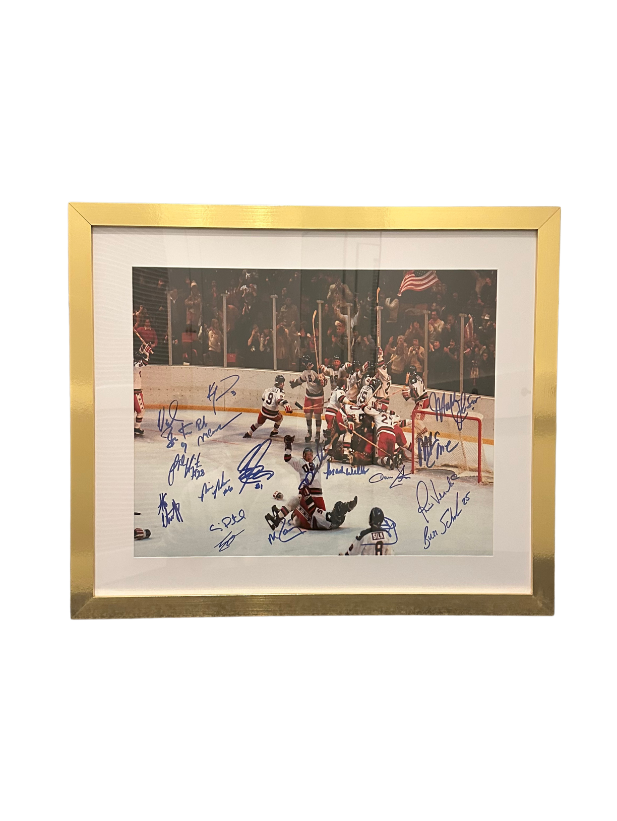 Framed 26" x 22" Miracle on Ice Celebration, 17 Signatures
