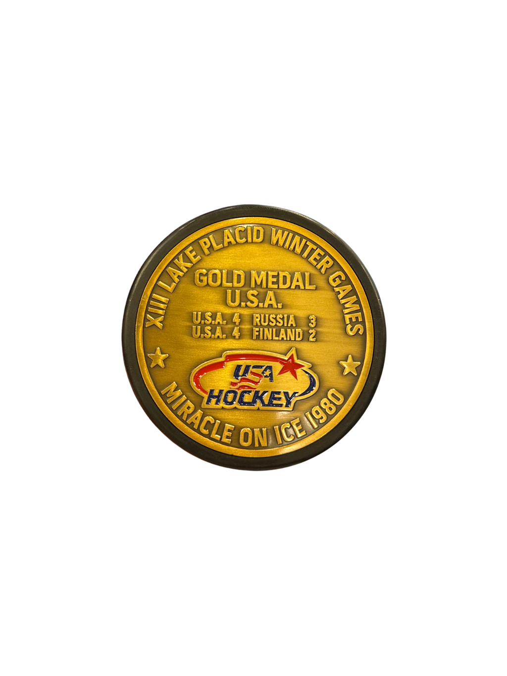 Eruzione Signed Gold Medal Medallion Puck