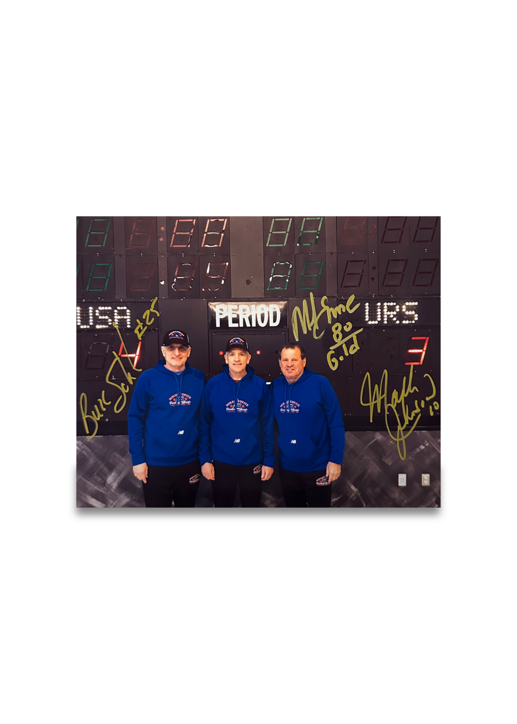 Eruzione, Johnson & Schneider Signed Scoreboard 8x10 Photo