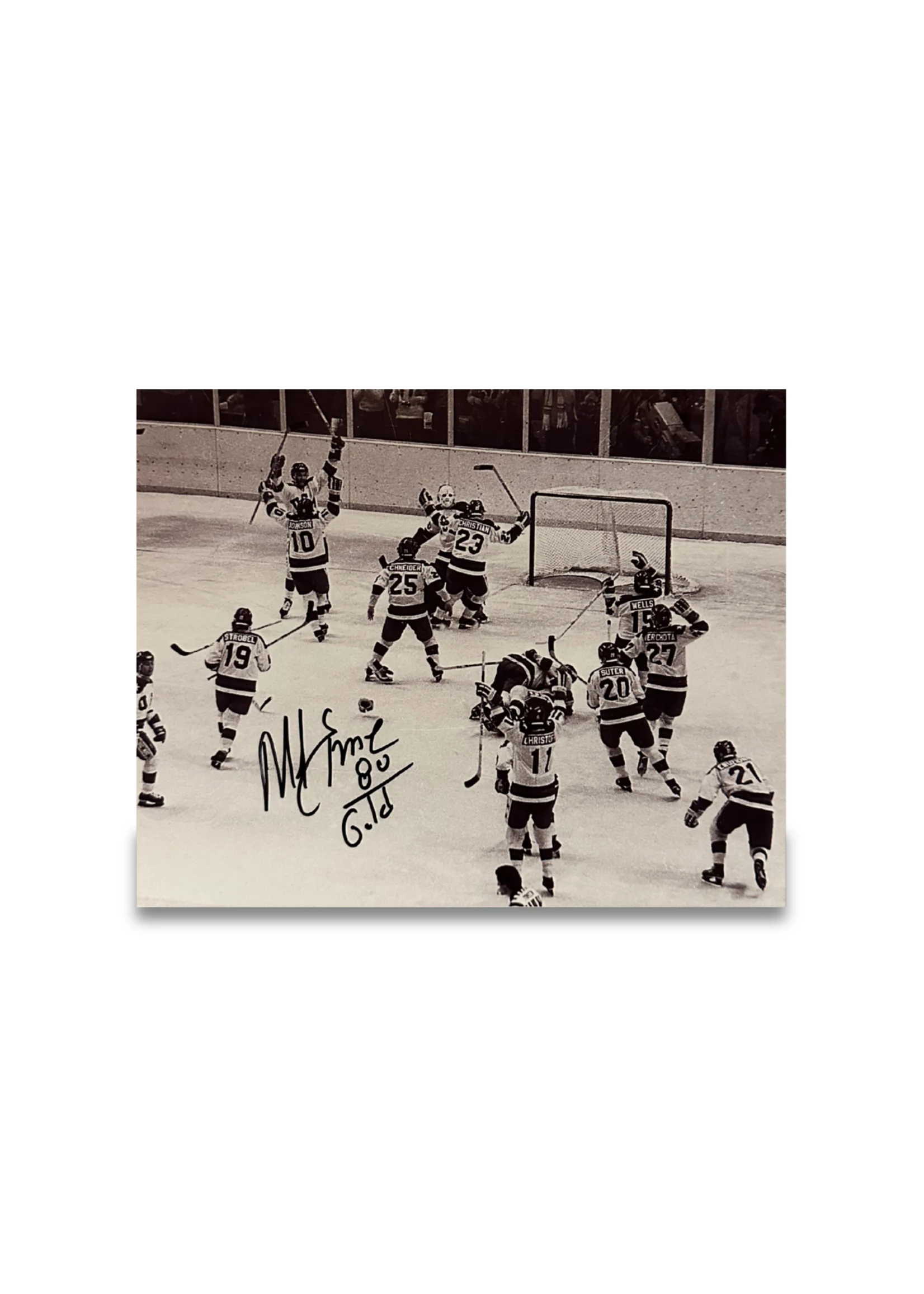 Eruzione Signed Black & White Celebration 8x10 Photo