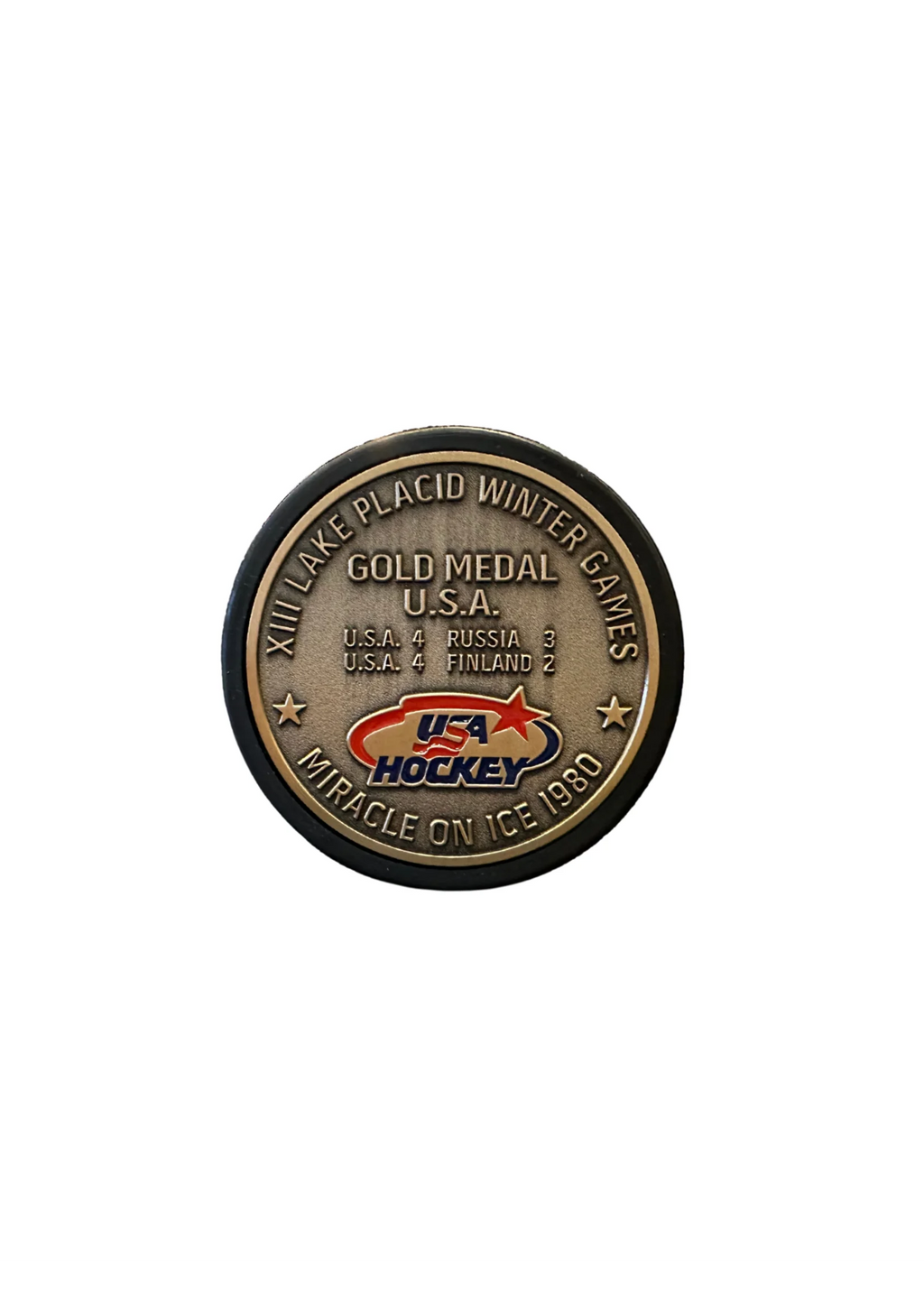 Miracle on Ice Gold Medal Medallion Puck