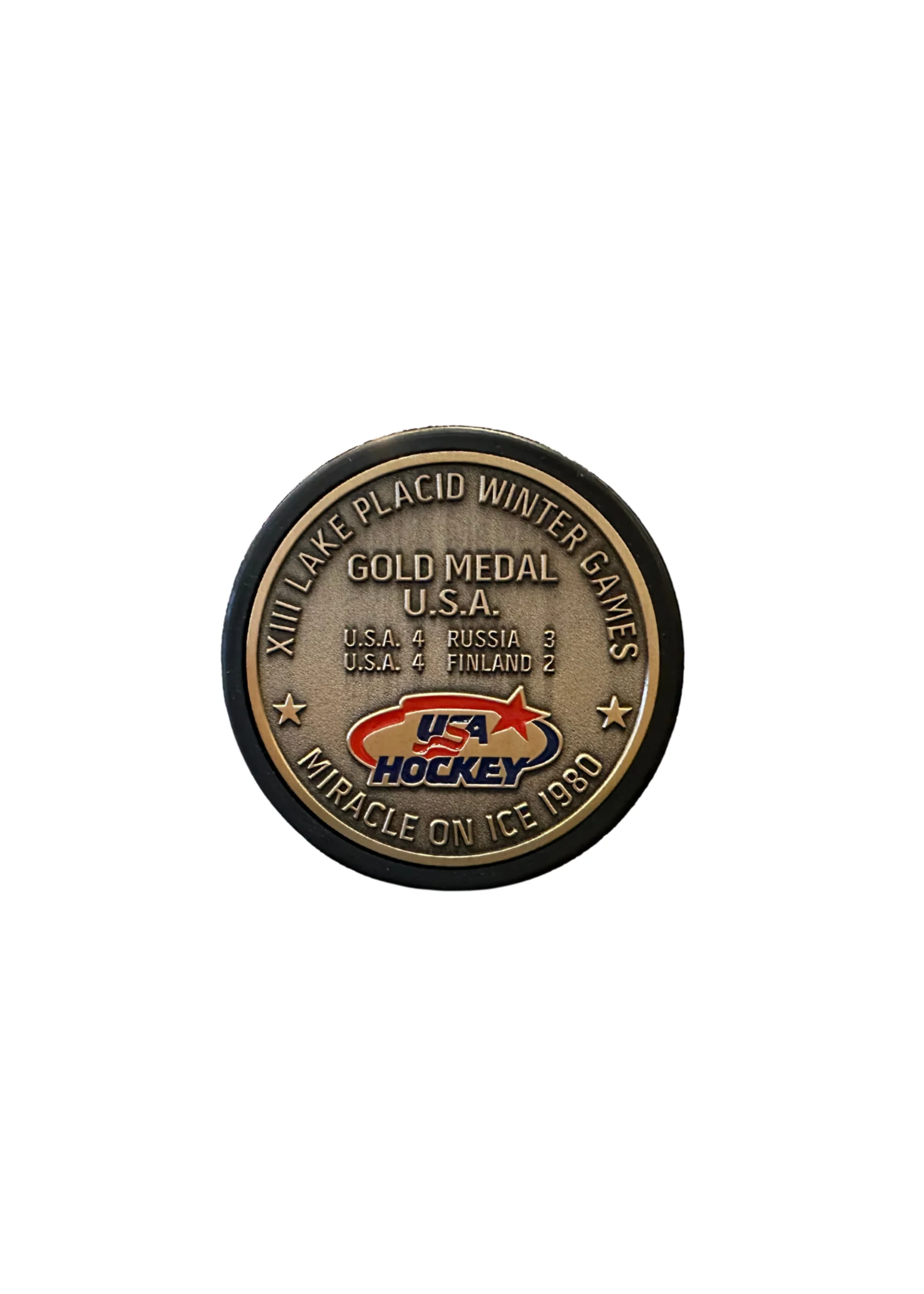Miracle on Ice Gold Medal Medallion Puck
