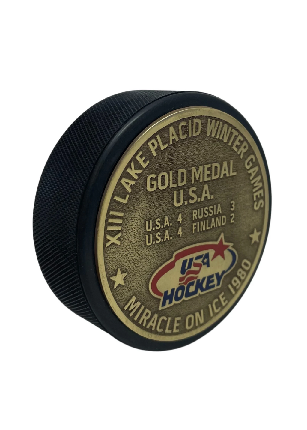 Miracle on Ice Gold Medal Medallion Puck