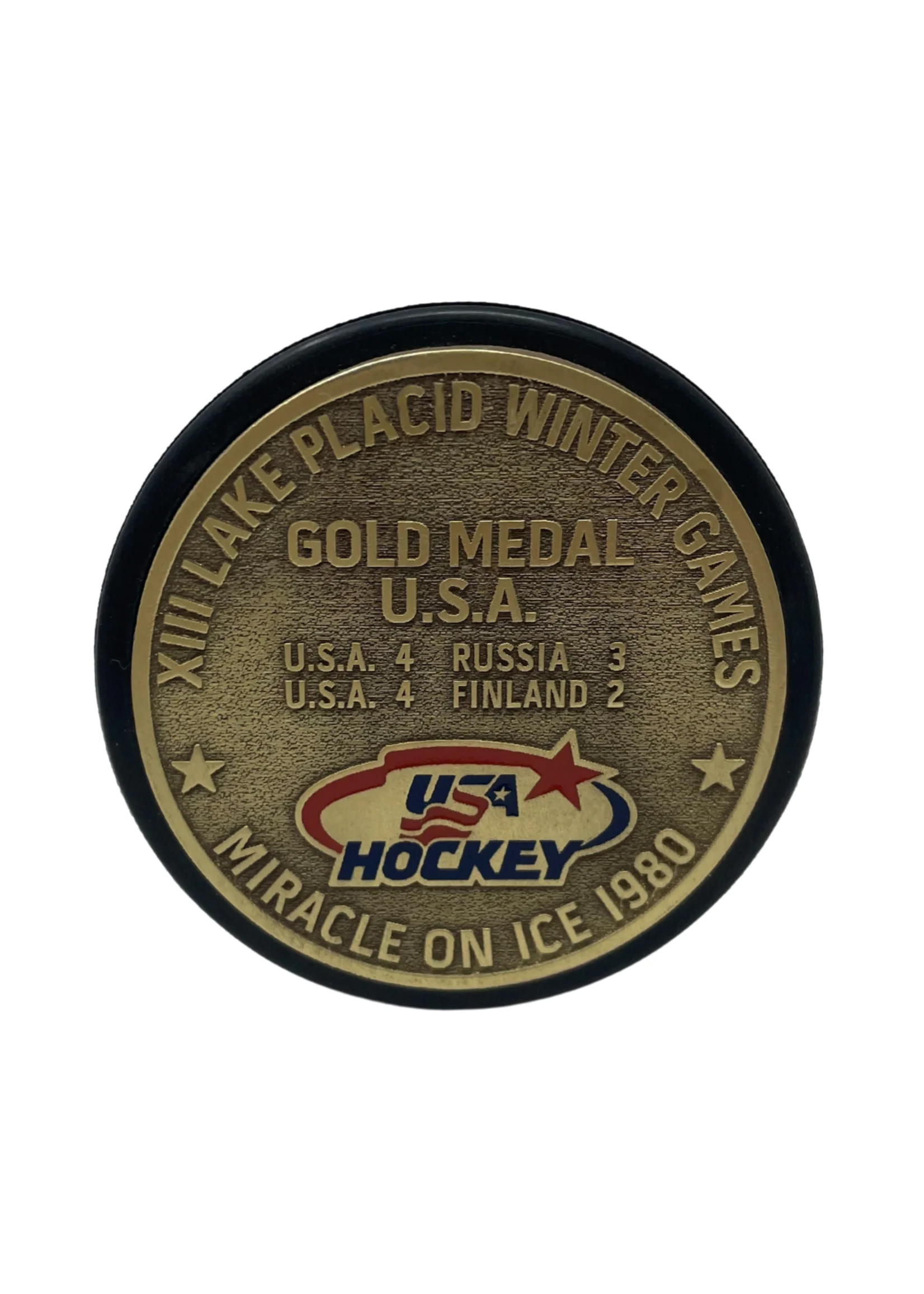 Miracle on Ice Gold Medal Medallion Puck