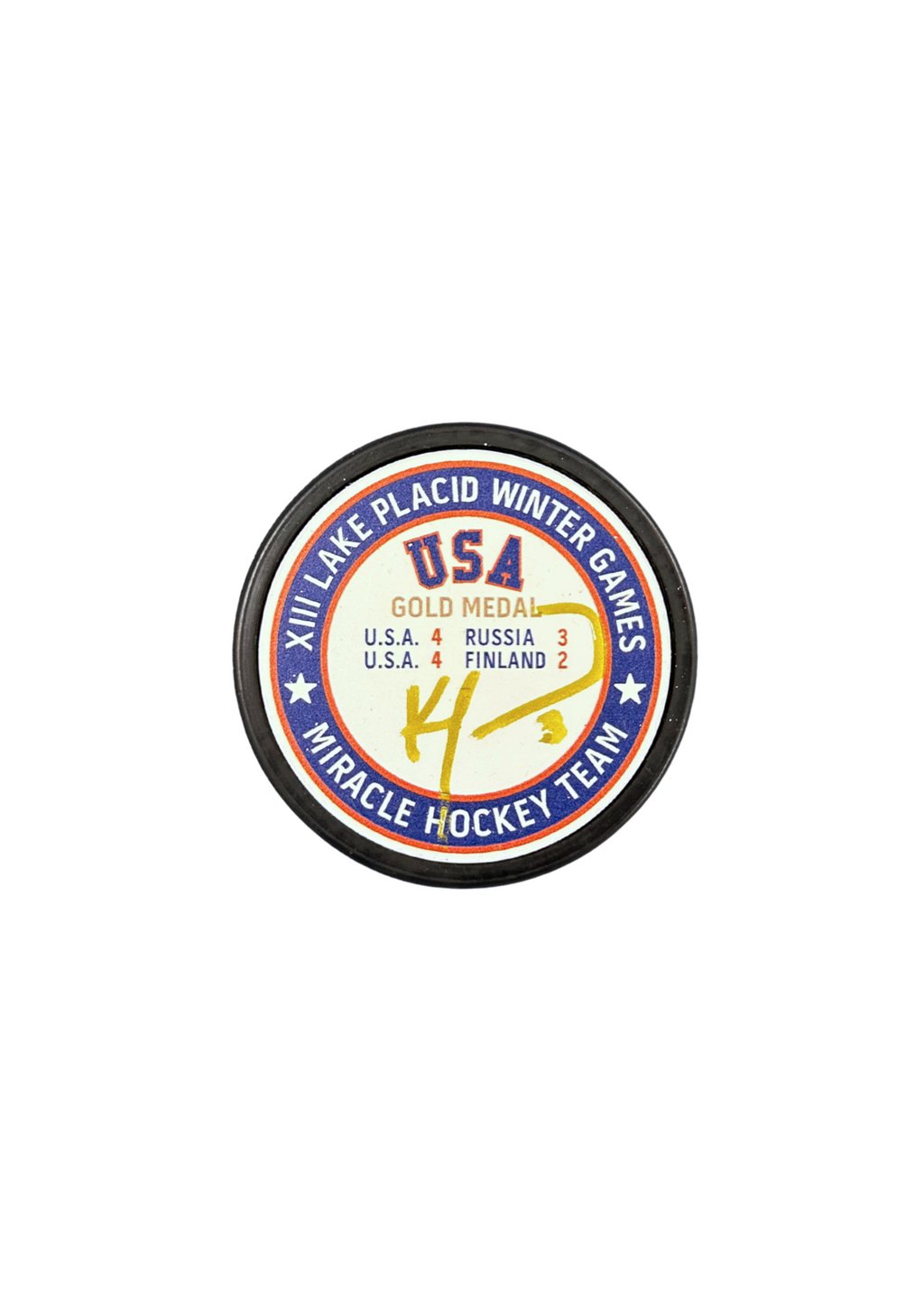 Player Signed Gold Medal Puck