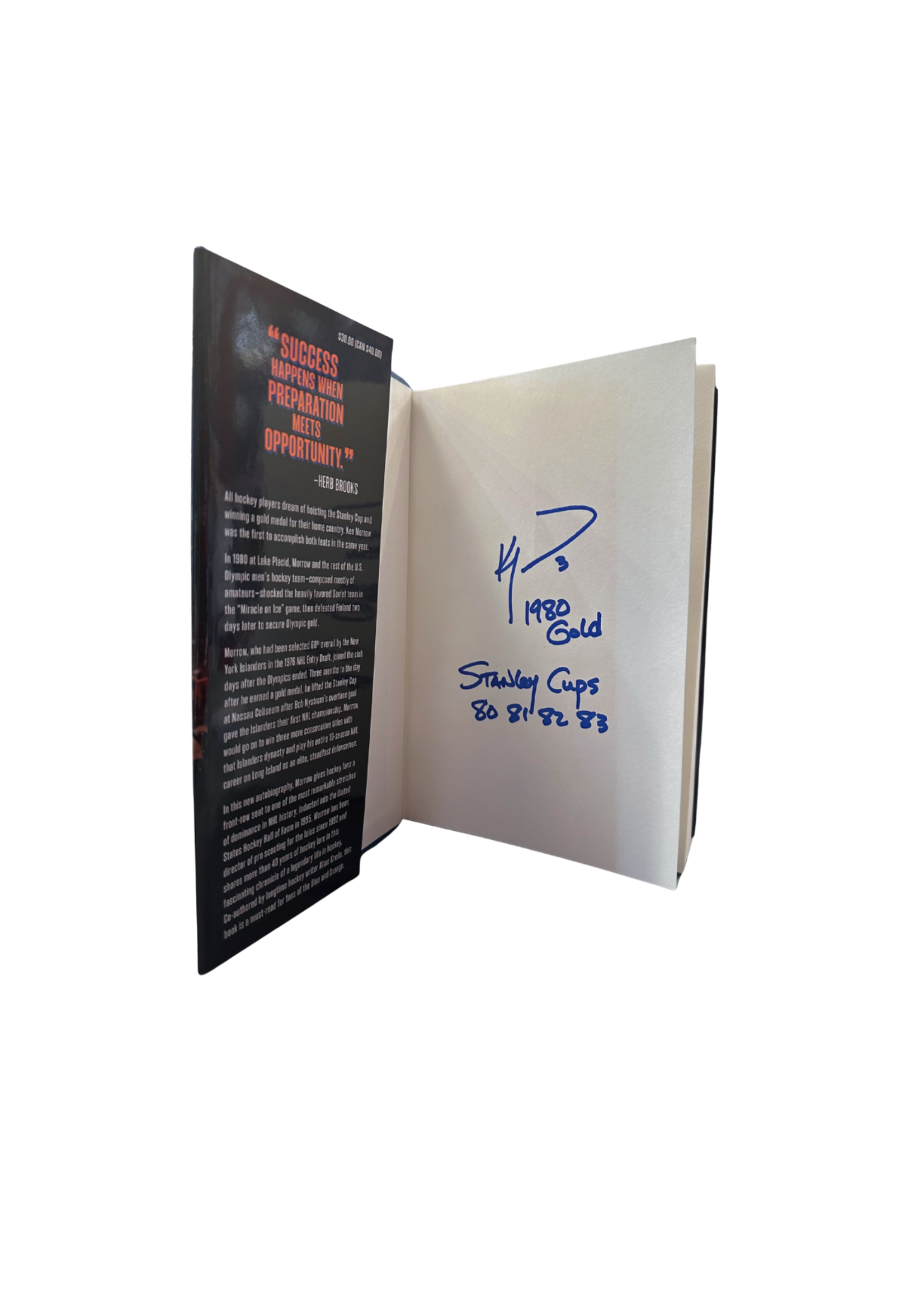 Morrow Signed Miracle Gold, 4 Stanley Cups Hardcover Book